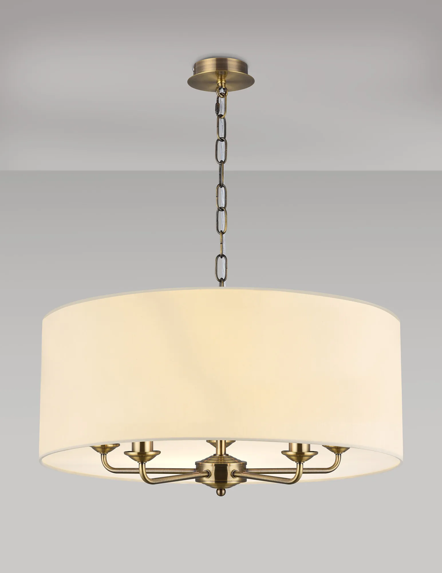 Banyan 60cm 5 Light Pendant Antique Brass; Ivory Pearl/White DK0662  Deco Banyan AB IV